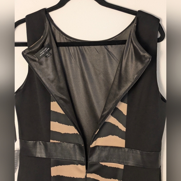 New TAHARI ARTHUR S LEVINE Sleeveless Black/Tan Animal Print Mini Dress Size 12 - Picture 11 of 16